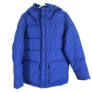 Gap Recycled Puffer Jacket P.U.R.E Mens S Blue PrimaLoft Hooded Water Repellent